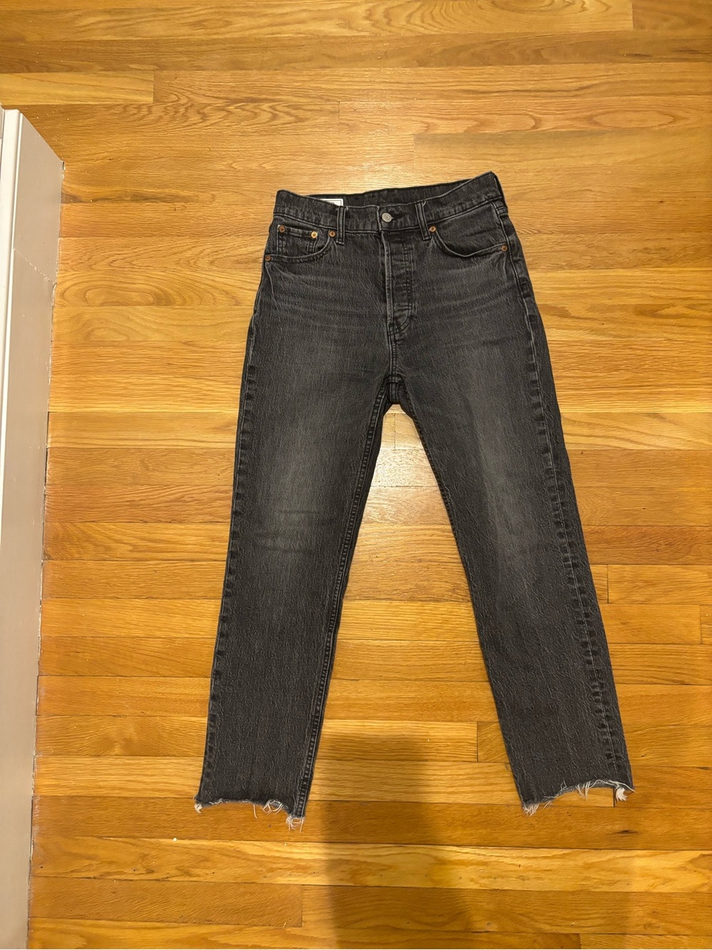 GAP Black Washed Cheeky Straight High Rise Jeans